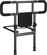 Adjustable bedside bed rail for elderly adults with sturdy metal frame and support handle