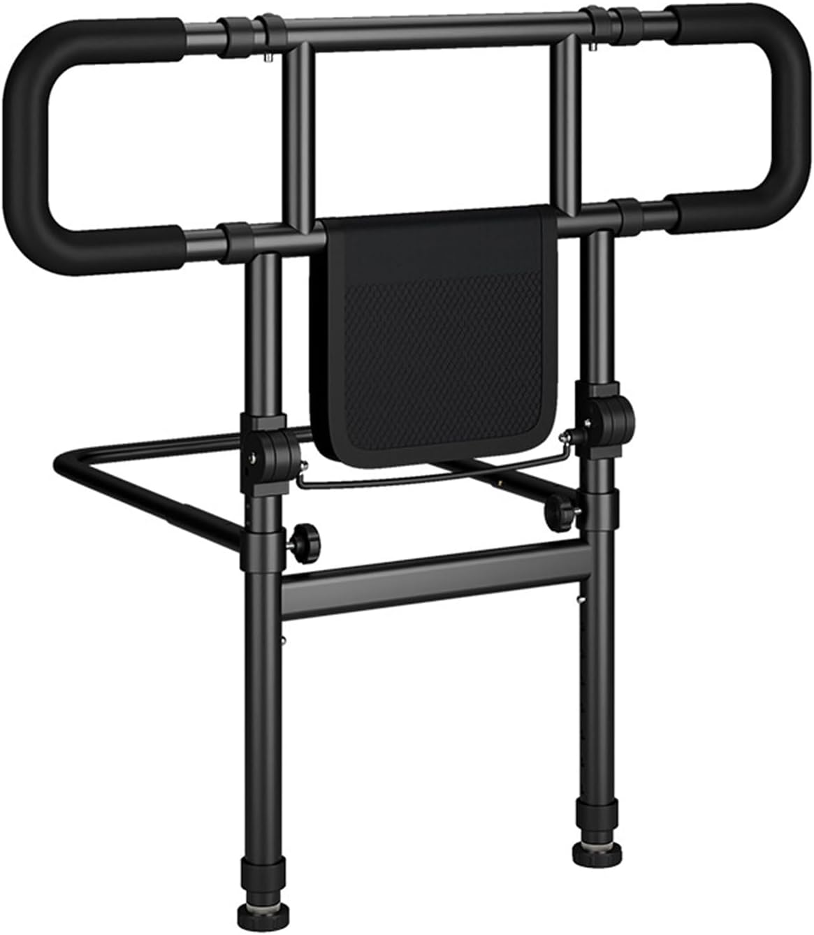 Adjustable bedside bed rail for elderly adults with sturdy metal frame and support handle