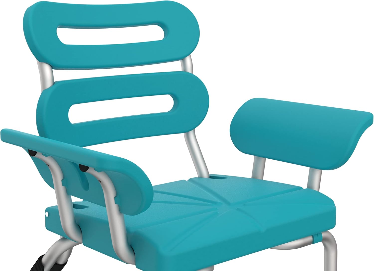 Turquoise chair with a white background