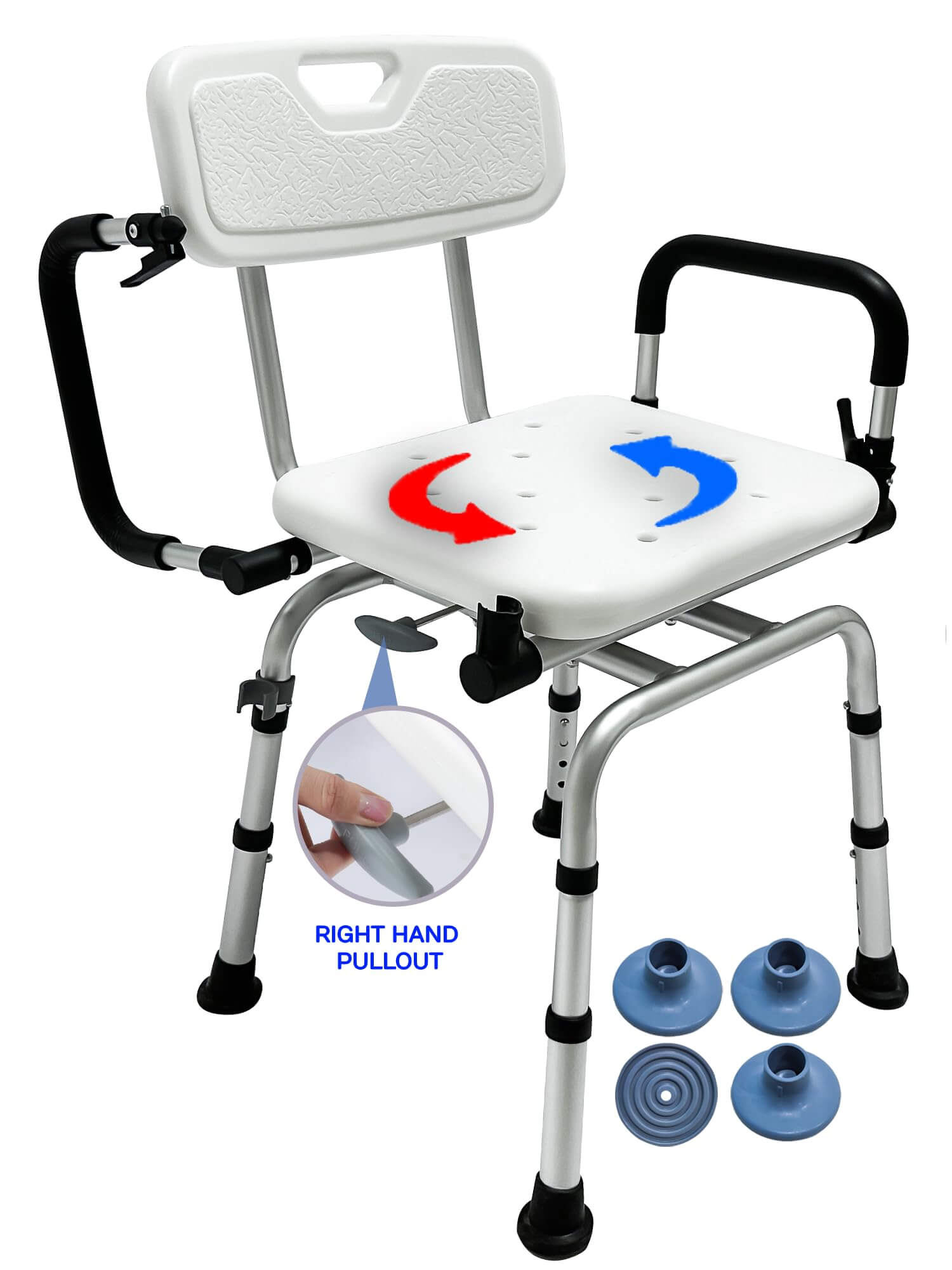 Swivel shower chair with back and arms sale